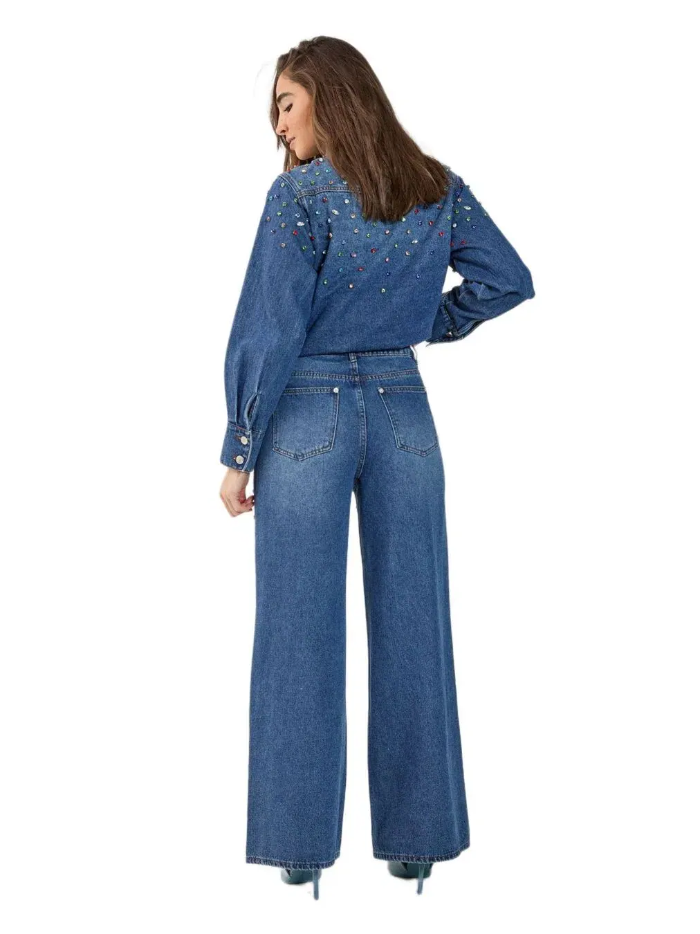 Джинсы-клеш с вышивкой Icons Collection Nasty Gal, Authentic Midwash — изображение 3 из 4