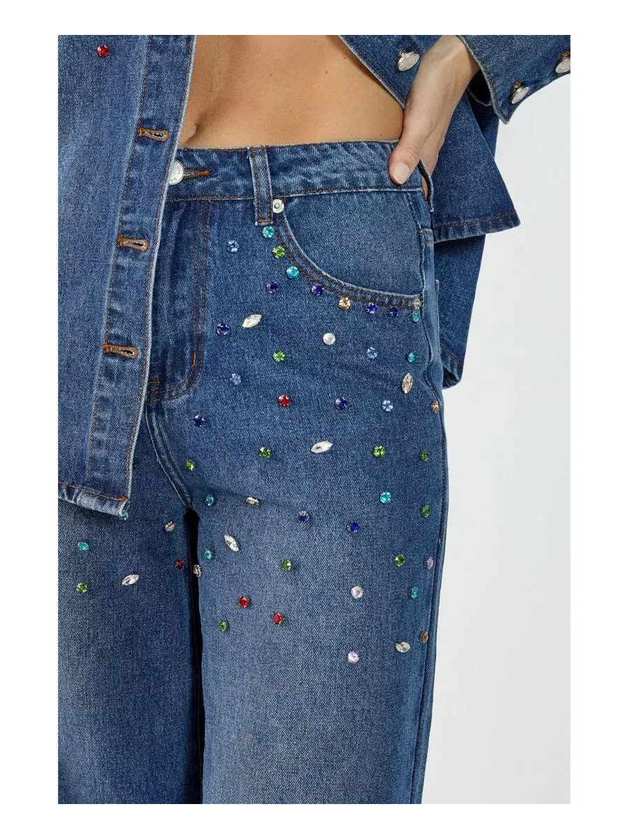 Джинсы-клеш с вышивкой Icons Collection Nasty Gal, Authentic Midwash — изображение 4 из 4