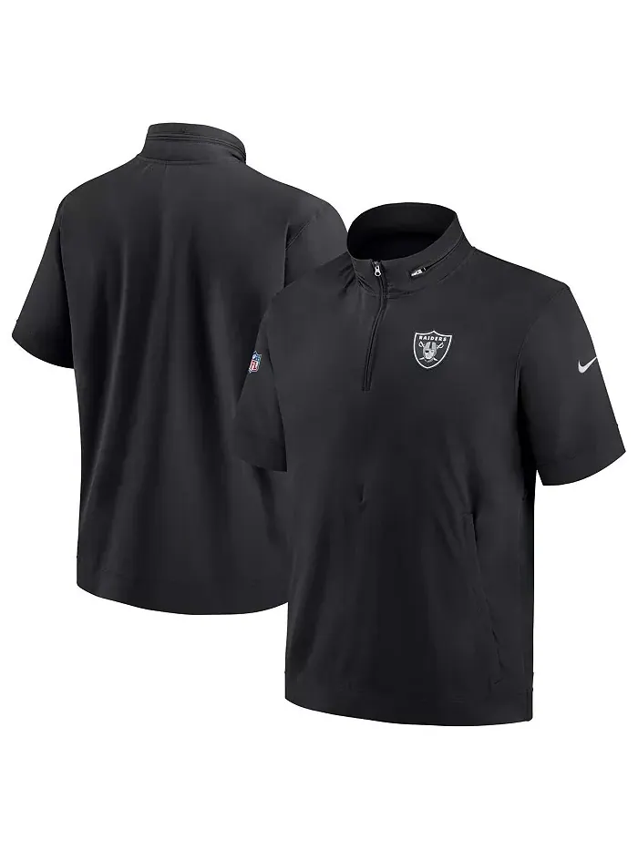 Мужская черная худи с коротким рукавом и молнией на четверть Las Vegas Raiders Sideline Coach Nike — изображение 1 из 4