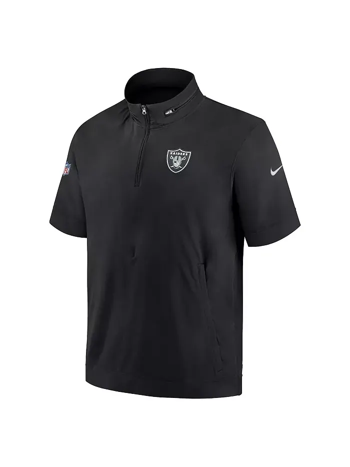 Мужская черная худи с коротким рукавом и молнией на четверть Las Vegas Raiders Sideline Coach Nike — изображение 4 из 4