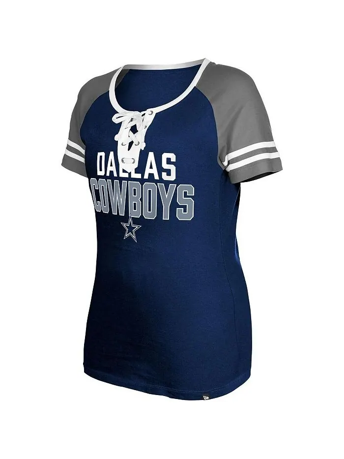 Женская темно-синяя футболка на шнуровке с регланами Dallas Cowboys New Era — изображение 3 из 3, темно-синий