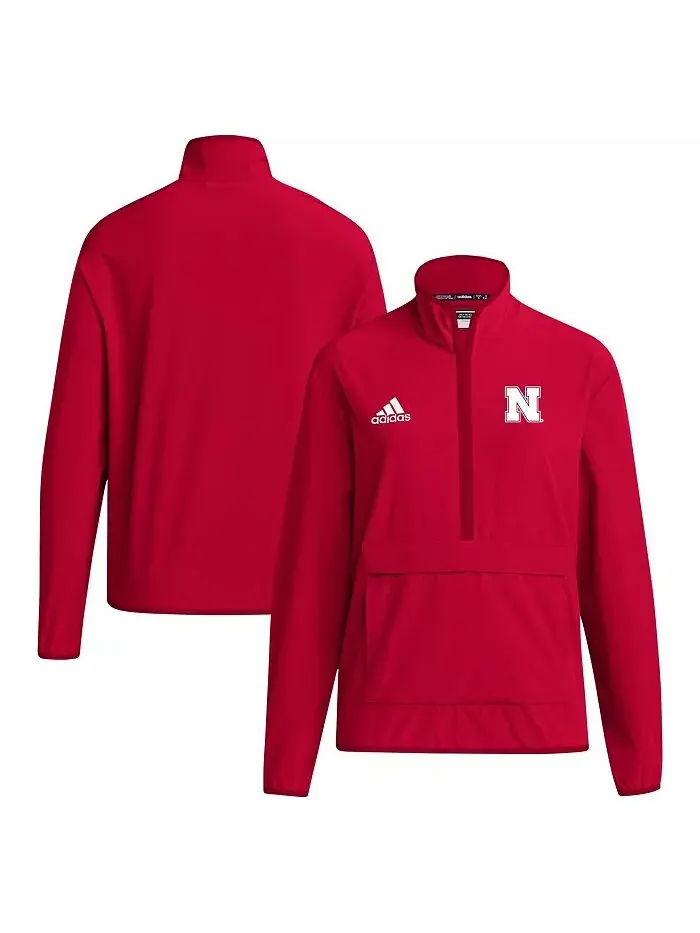 Мужская толстовка Scarlet Nebraska Huskers Coaches Sideline Half Zip adidas