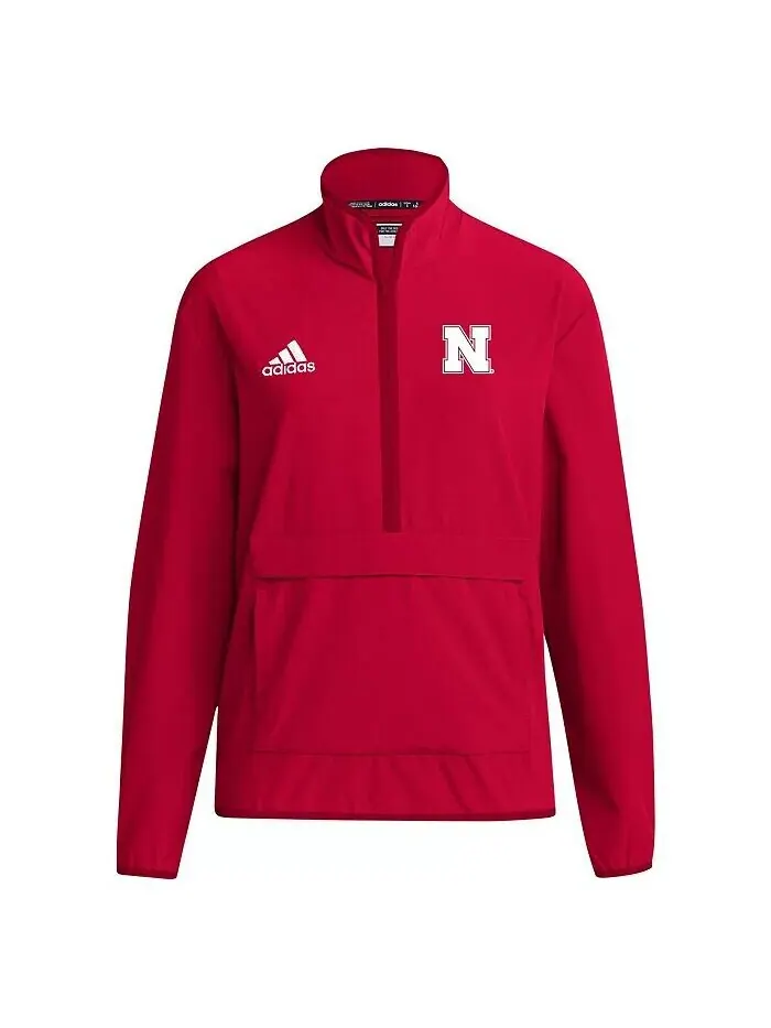 Мужская толстовка Scarlet Nebraska Huskers Coaches Sideline Half Zip adidas — изображение 2 из 3