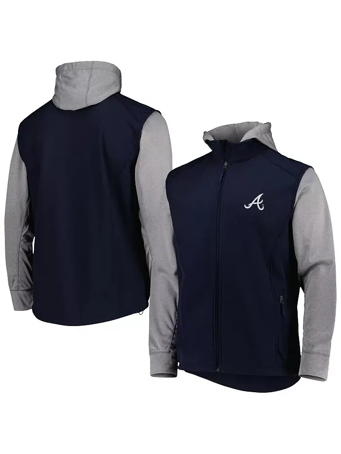 Мужская темно-синяя, серо-лиловая куртка Atlanta Braves Alpha с застежкой-молнией Dunbrooke