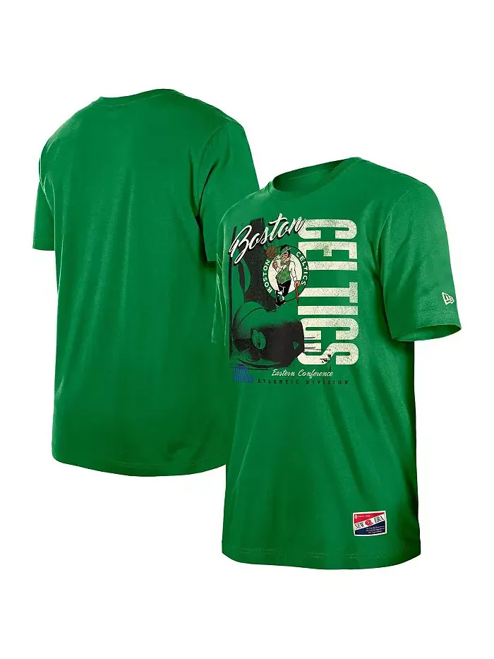 Мужская футболка Kelly Green Boston Celtics Distressed Throwback Vintage Color Pack New Era