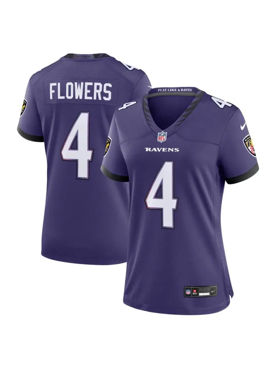Игровая футболка Nike с моделью Zay Flowers Purple Baltimore Ravens Team Game