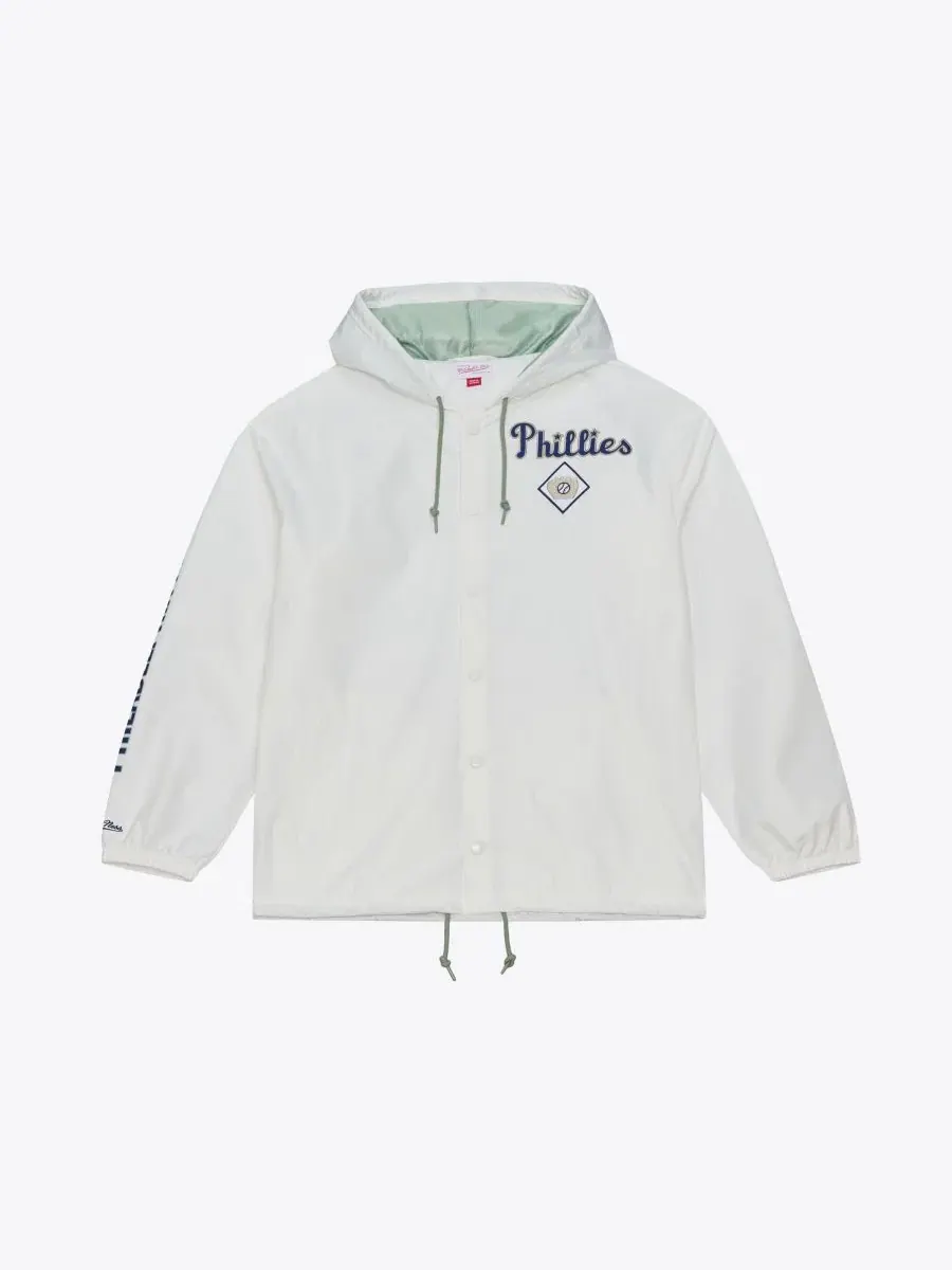Ветровка худи с капюшоном Yacht Rock Coaches Philadelphia Phillies Mitchell & Ness — изображение 7 из 7, белый