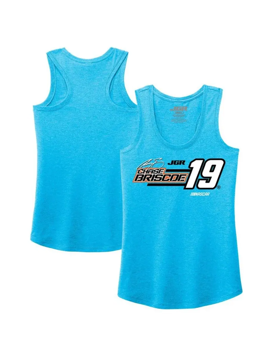 Joe Gibbs Racing Team Collection Женская бирюзовая майка Chase Briscoe Tri-Blend с номером и — голубой