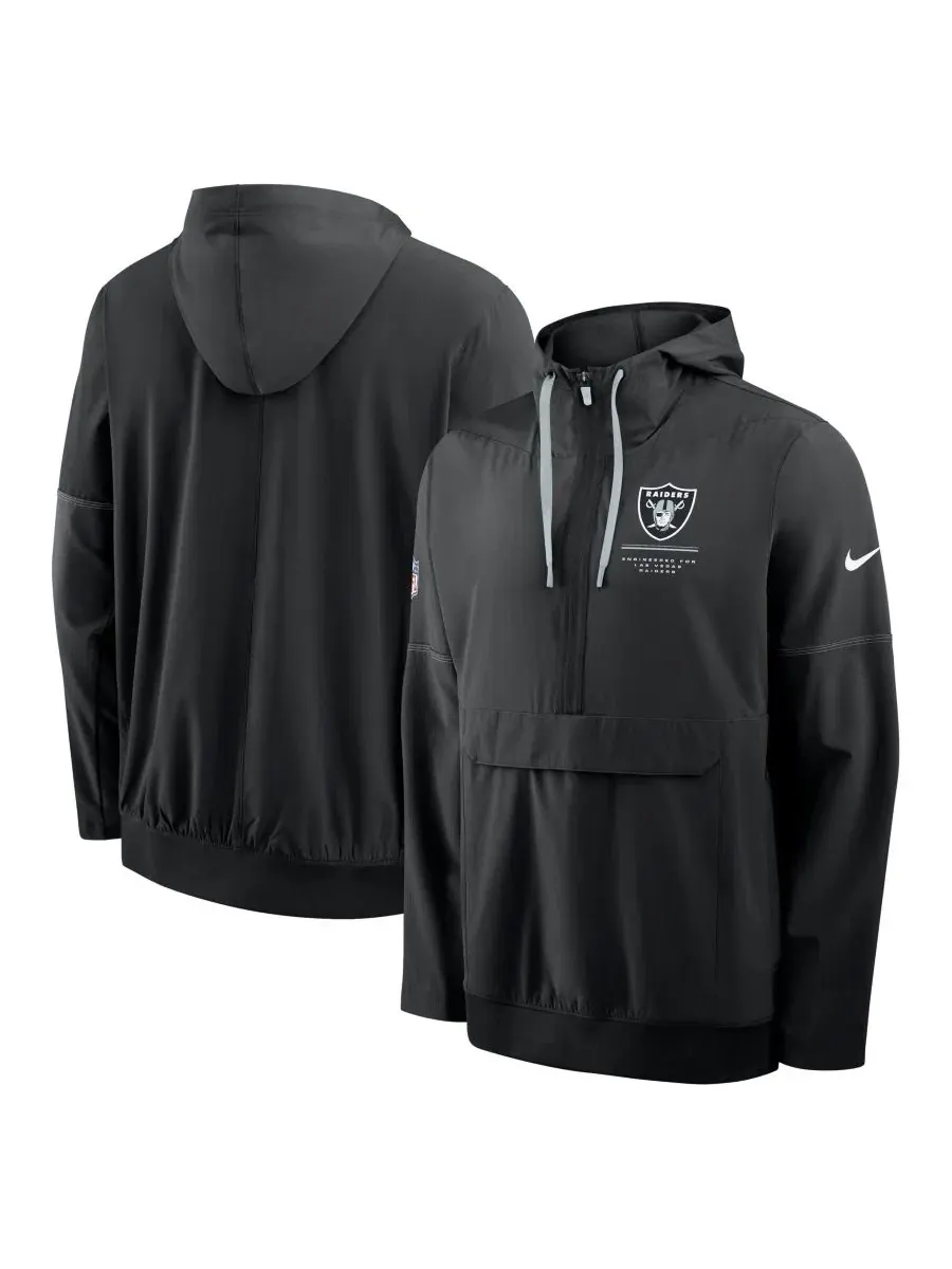 Ветровка-худи с капюшоном Nike Las Vegas Raiders Sideline Anorak Half-Zip