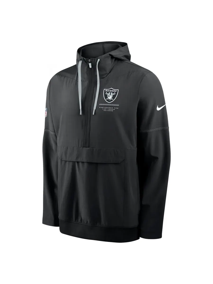 Ветровка-худи с капюшоном Nike Las Vegas Raiders Sideline Anorak Half-Zip — изображение 2 из 3, черный