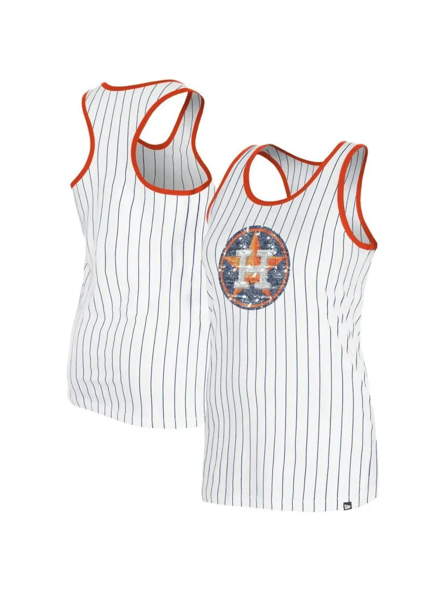 New Era Женская белая майка в полоску с символикой команды Houston Astros Gameday