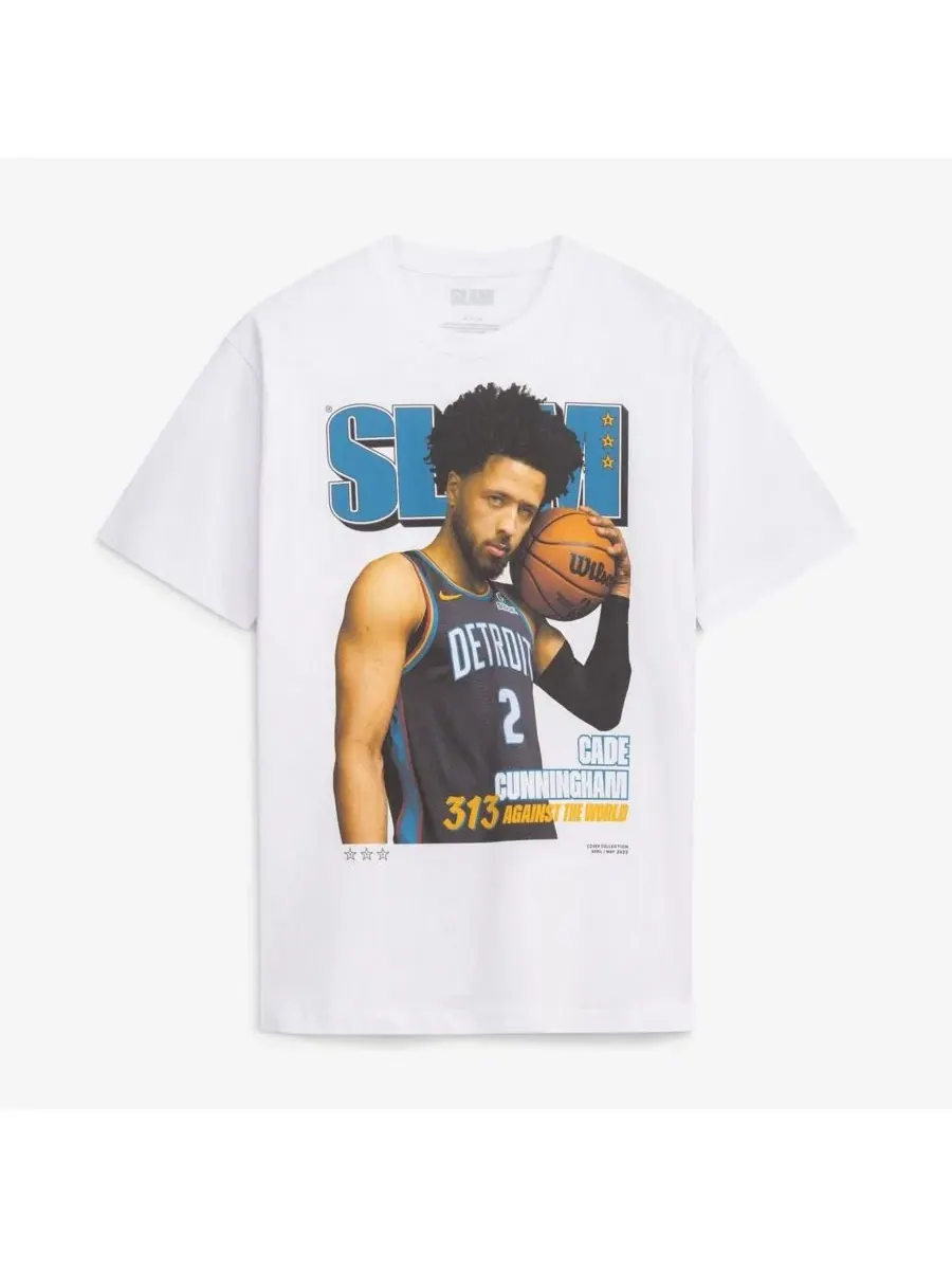 Футболка с принтом Cade Cunningham White Detroit Pistons Cover Slam — белый