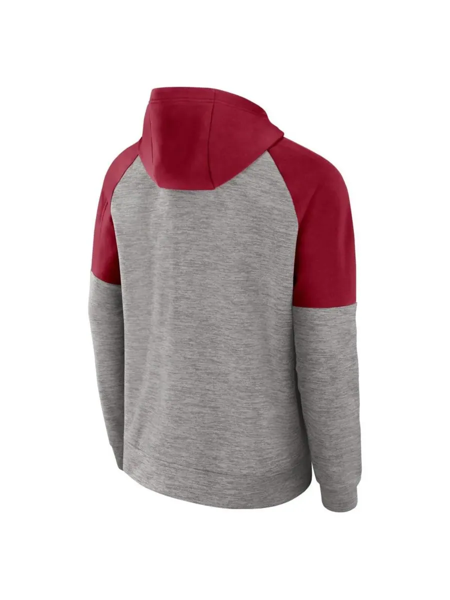 Jordan Мужская толстовка на молнии цвета светло-серого меланжа Oklahoma Sooners Fitness Raglan — изображение 3 из 3, серый