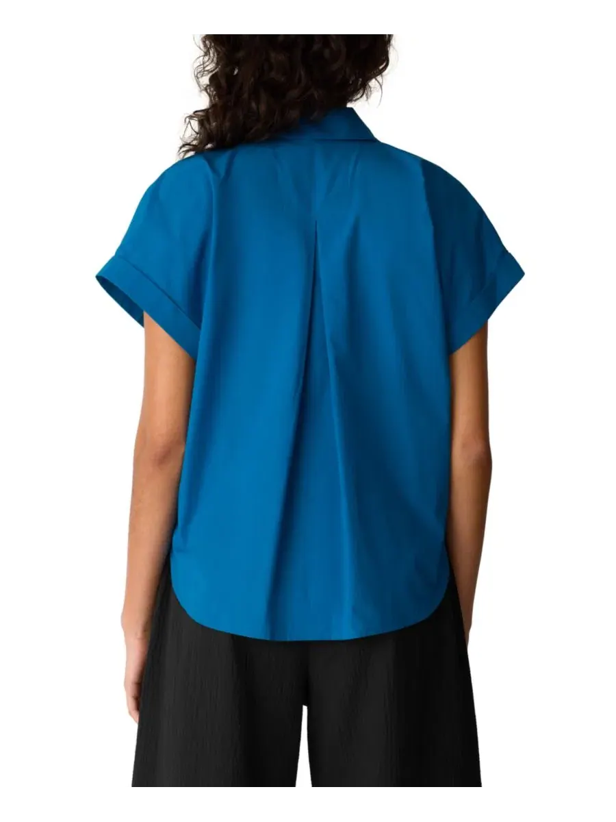 Рубашка из хлопкового поплина с отложным воротником Eileen Fisher, Ibiza — изображение 4 из 4