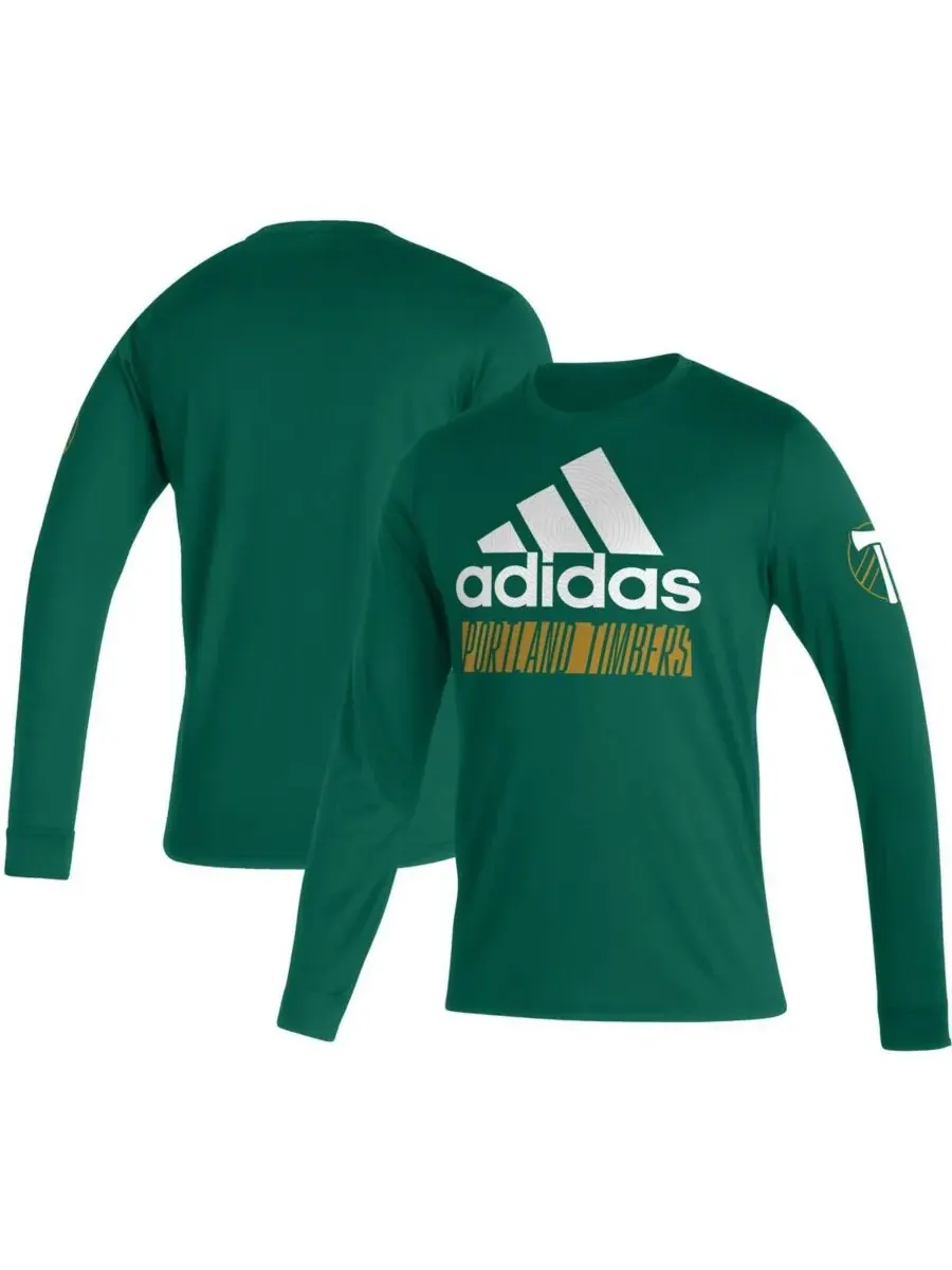 Adidas Мужская зеленая винтажная футболка с длинным рукавом Portland Timbers AEROREADY