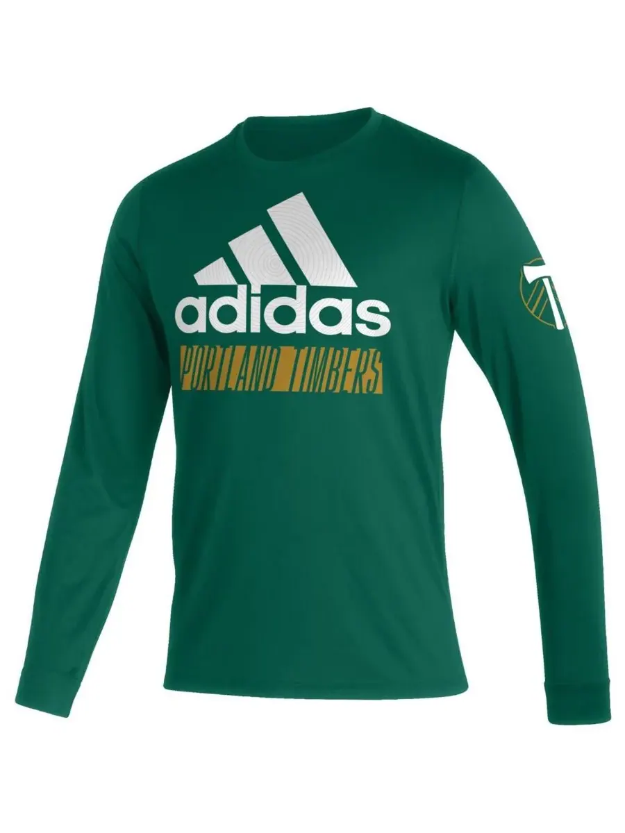 Adidas Мужская зеленая винтажная футболка с длинным рукавом Portland Timbers AEROREADY — изображение 2 из 3, зеленый