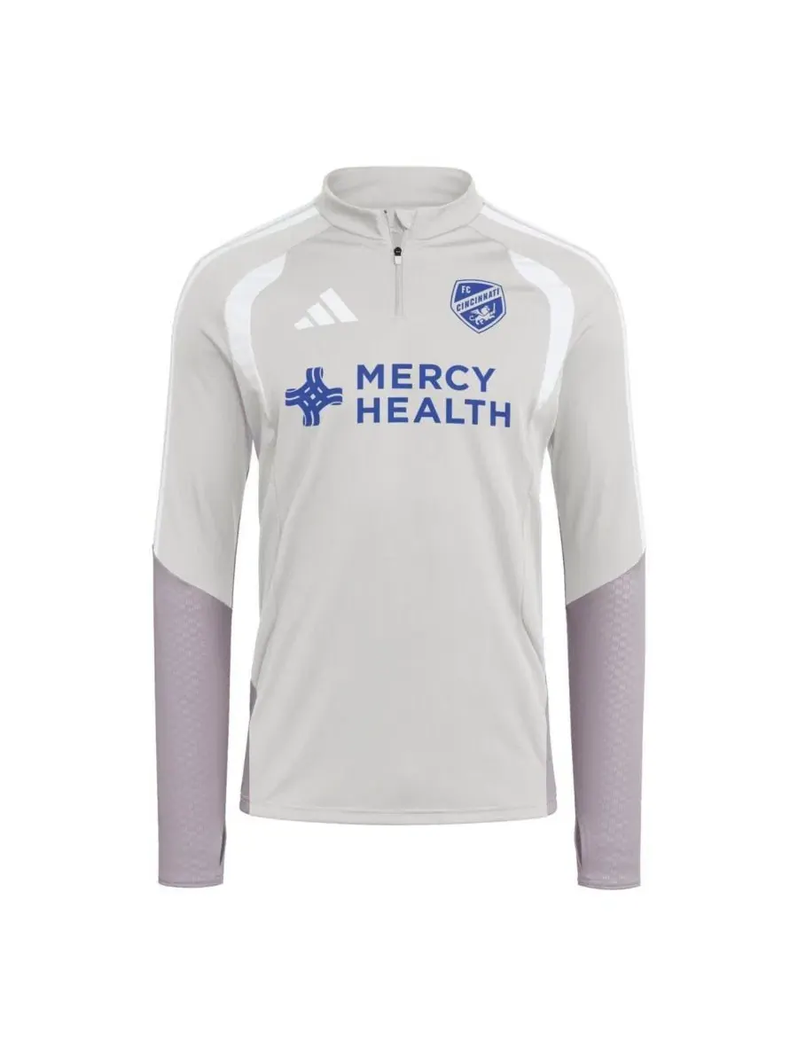 Тренировочная куртка с четверть-застежкой FC Cincinnati 2026 Tiro Competition Silver adidas — изображение 2 из 3, серебряный