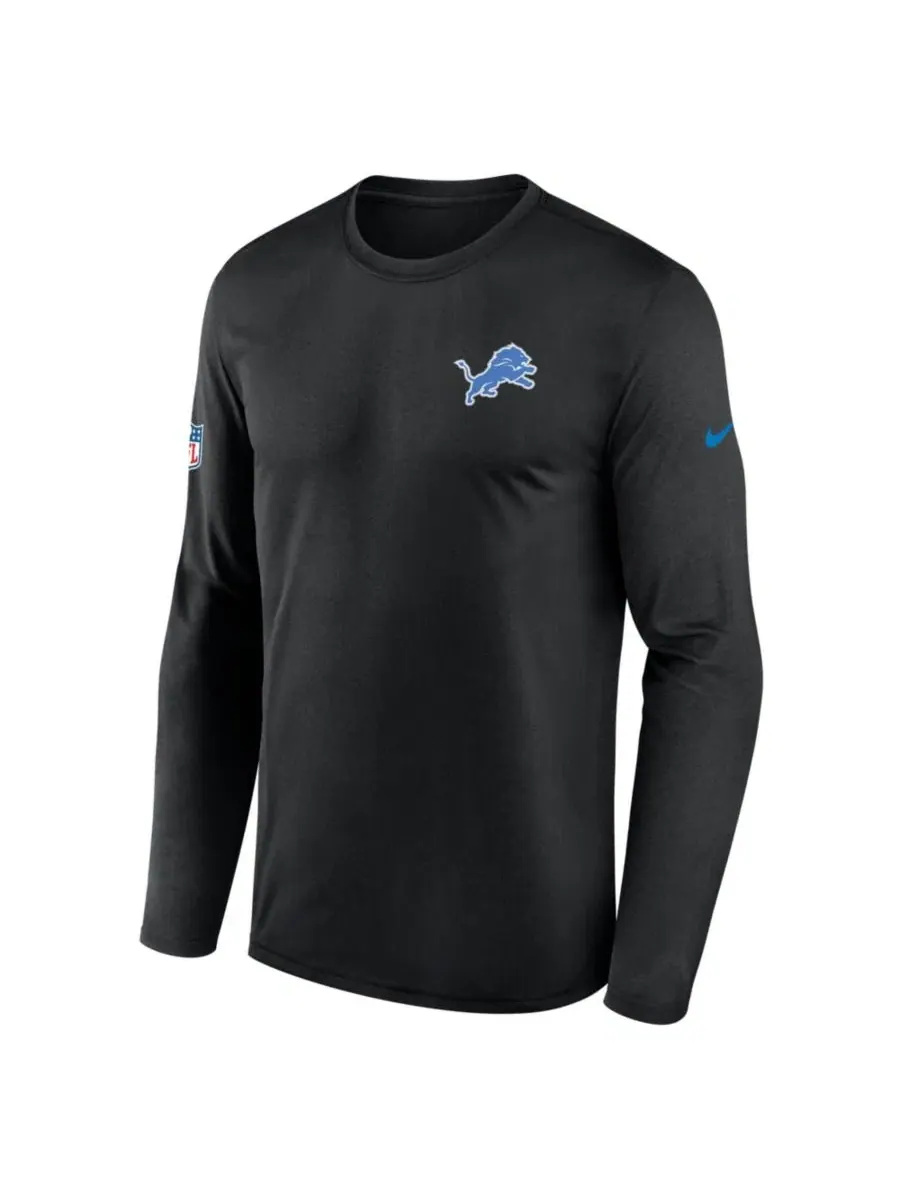 Футболка с длинным рукавом Dri-FIT с логотипом Detroit Lions Nike — изображение 2 из 3, черный