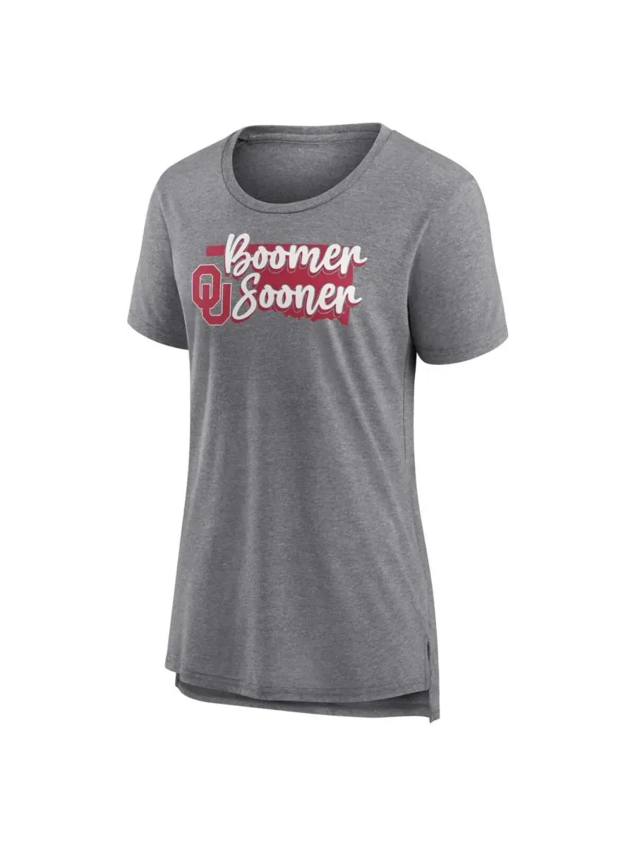 Fanatics Mto Label Женская серая футболка Oklahoma Sooners True Mascot Tri-Blend — изображение 3 из 3, серый