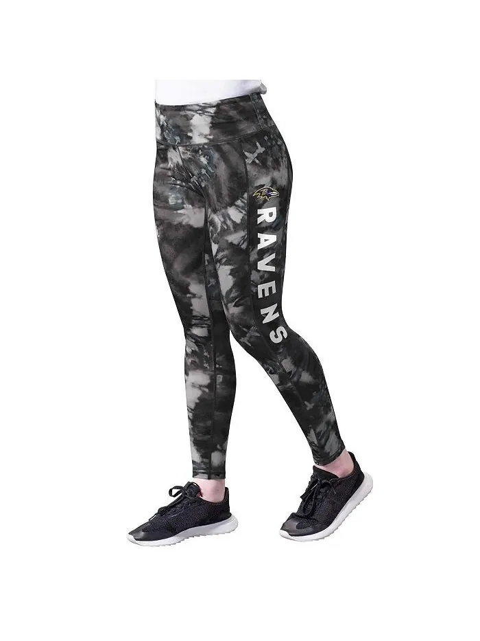 Женские черные леггинсы Baltimore Ravens Aubrey Tie-Dye MSX by Michael Strahan