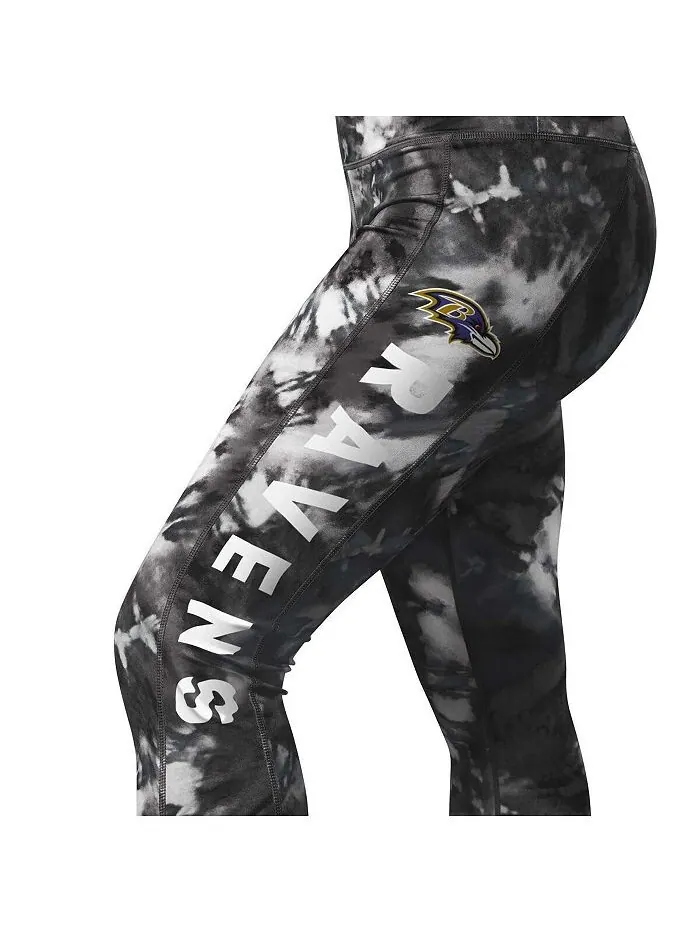 Женские черные леггинсы Baltimore Ravens Aubrey Tie-Dye MSX by Michael Strahan — изображение 2 из 4, черный