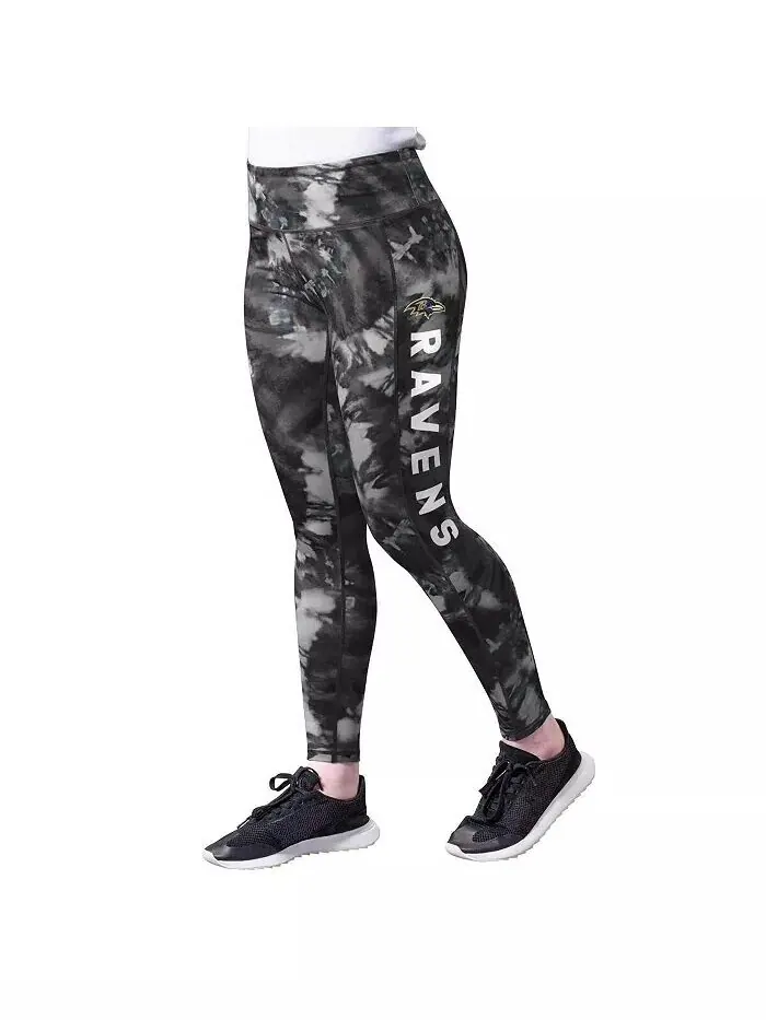 Женские черные леггинсы Baltimore Ravens Aubrey Tie-Dye MSX by Michael Strahan — изображение 1 из 4