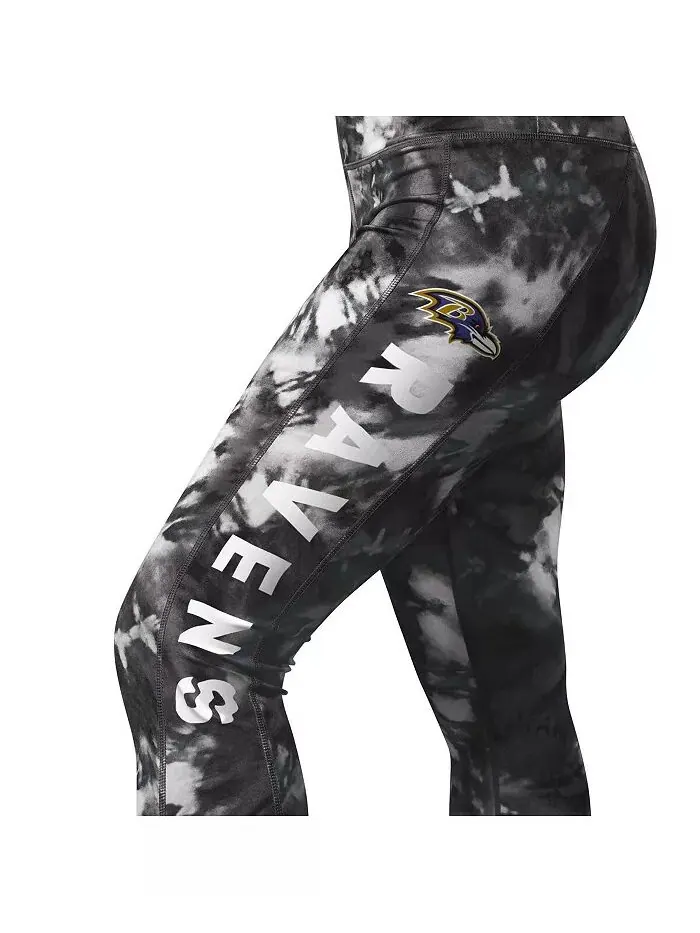Женские черные леггинсы Baltimore Ravens Aubrey Tie-Dye MSX by Michael Strahan — изображение 2 из 4