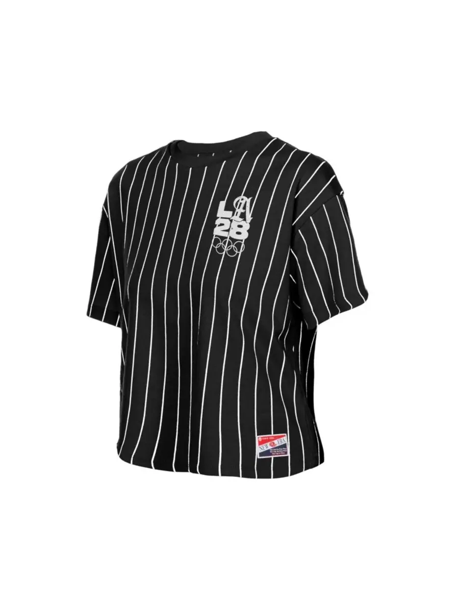 Футболка с сетчатой спинкой и принтом в полоску LA 2028 Summer Mesh Back Pinstripe Boxy New Era — изображение 2 из 4, черный
