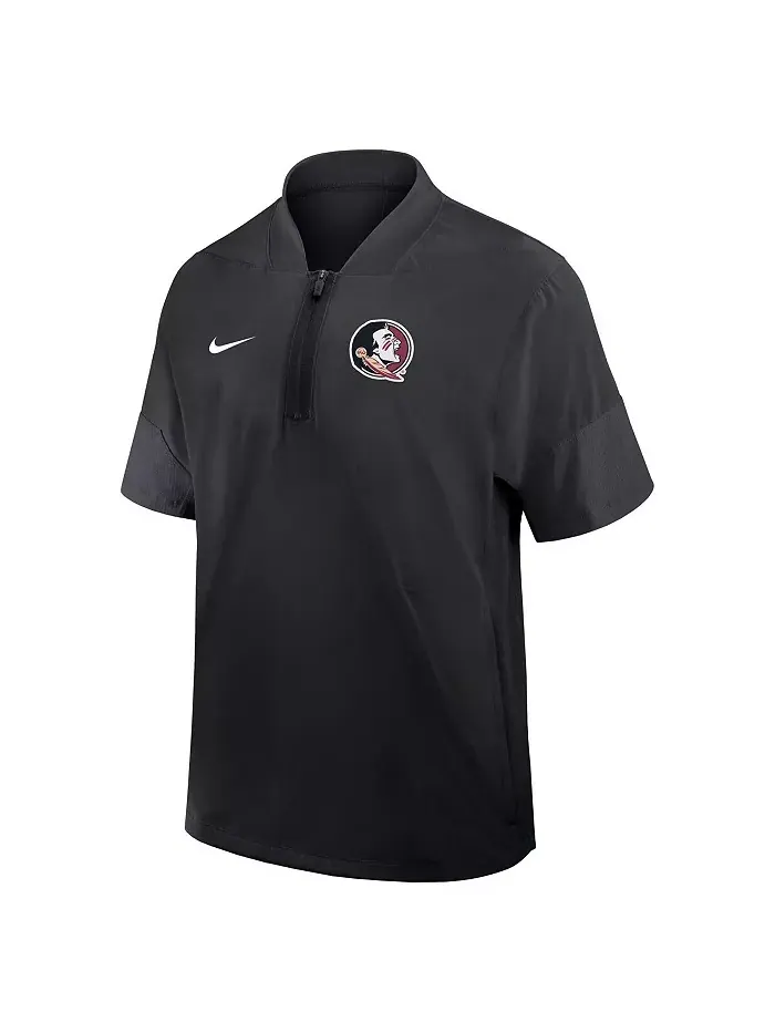 Мужская черная куртка тренера Florida State Seminoles 2025 с короткими рукавами и четверть-молнией — изображение 2 из 3