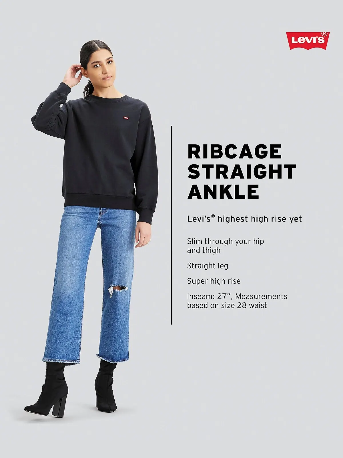 Женские прямые джинсы до щиколотки с ультравысокой посадкой Levi's — изображение 4 из 4