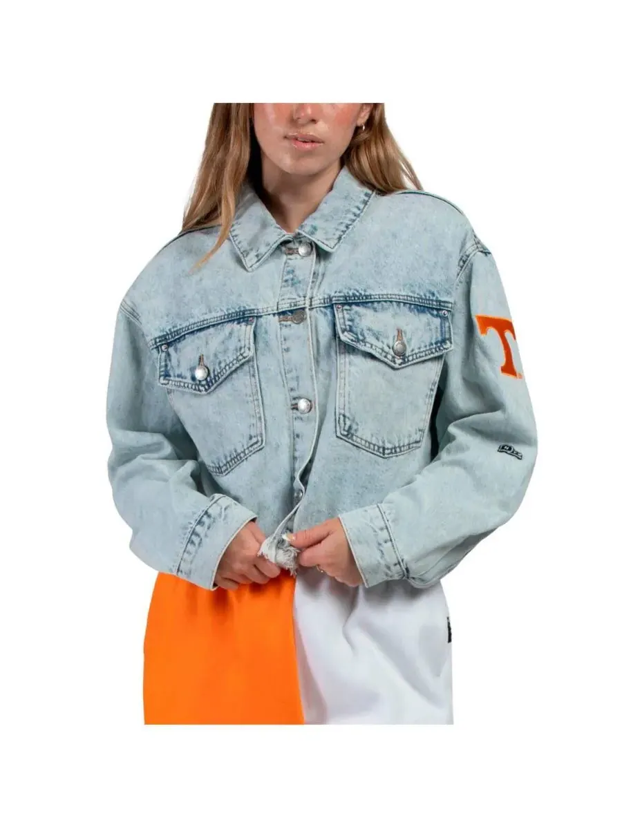 Женская джинсовая куртка Tennessee Volunteers светлого оттенка с застежкой на все пуговицы Hype And — синий