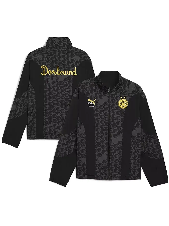 X KidSuper Мужская черная реверсивная куртка на молнии Borussia Dortmund 2025 FIFA Club World Cup