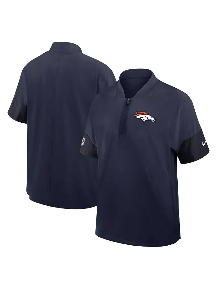 Мужская тренерская куртка Denver Broncos Sideline с коротким рукавом и четверть-молнией, синего