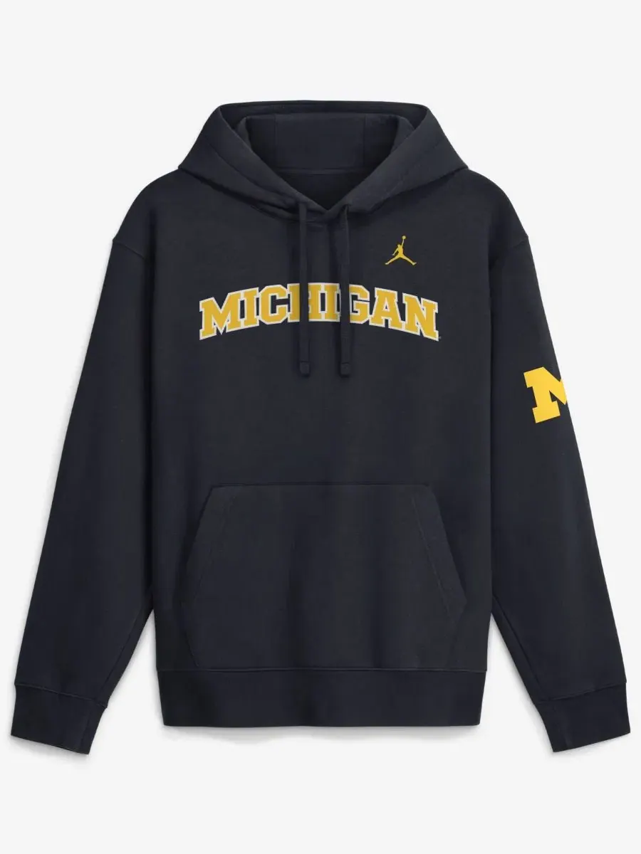 Худи с капюшоном Anthracite Michigan Wolverines 2026 Sideline Club Fleece Jordan