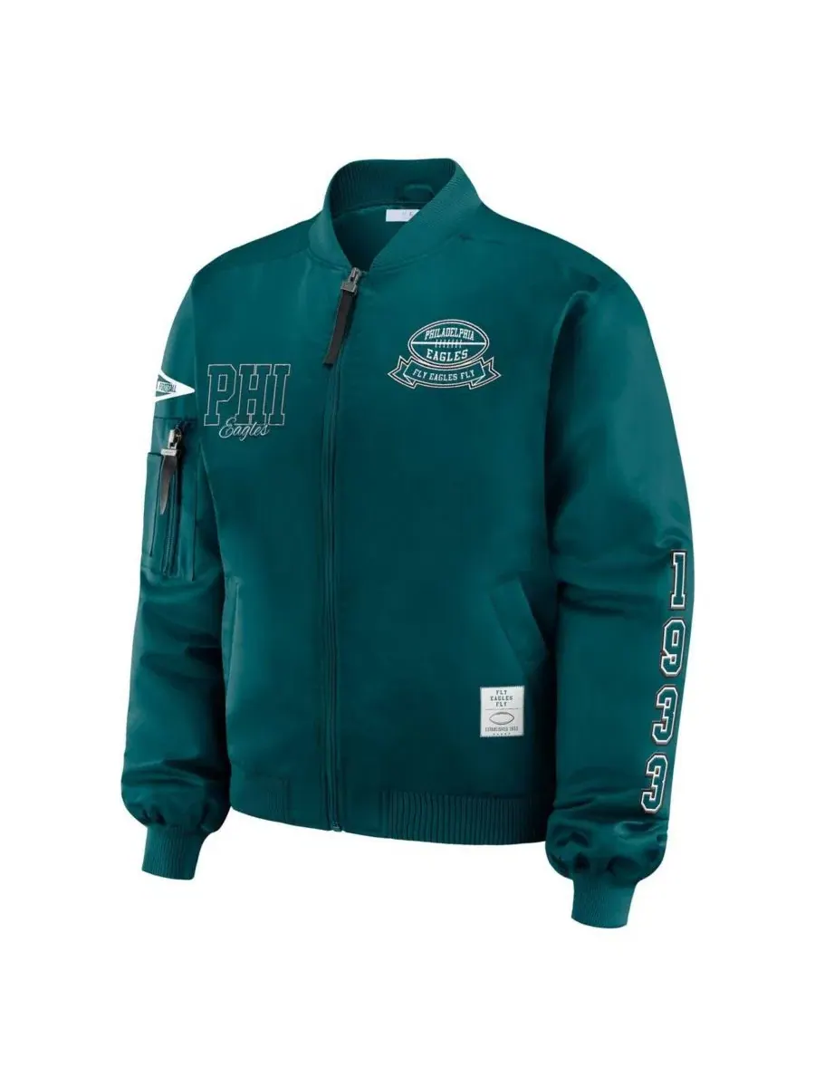 Куртка-бомбер с принтом Philadelphia Eagles Midnight Green WEAR by Erin Andrews — изображение 2 из 3, зеленый