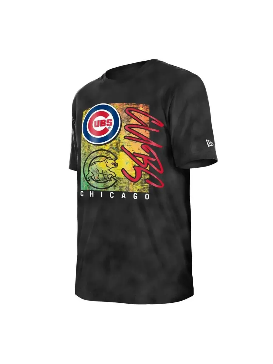 New Era Женская черная футболка оверсайз Chicago Cubs Sport Classics с энзимной обработкой — изображение 3 из 3, черный