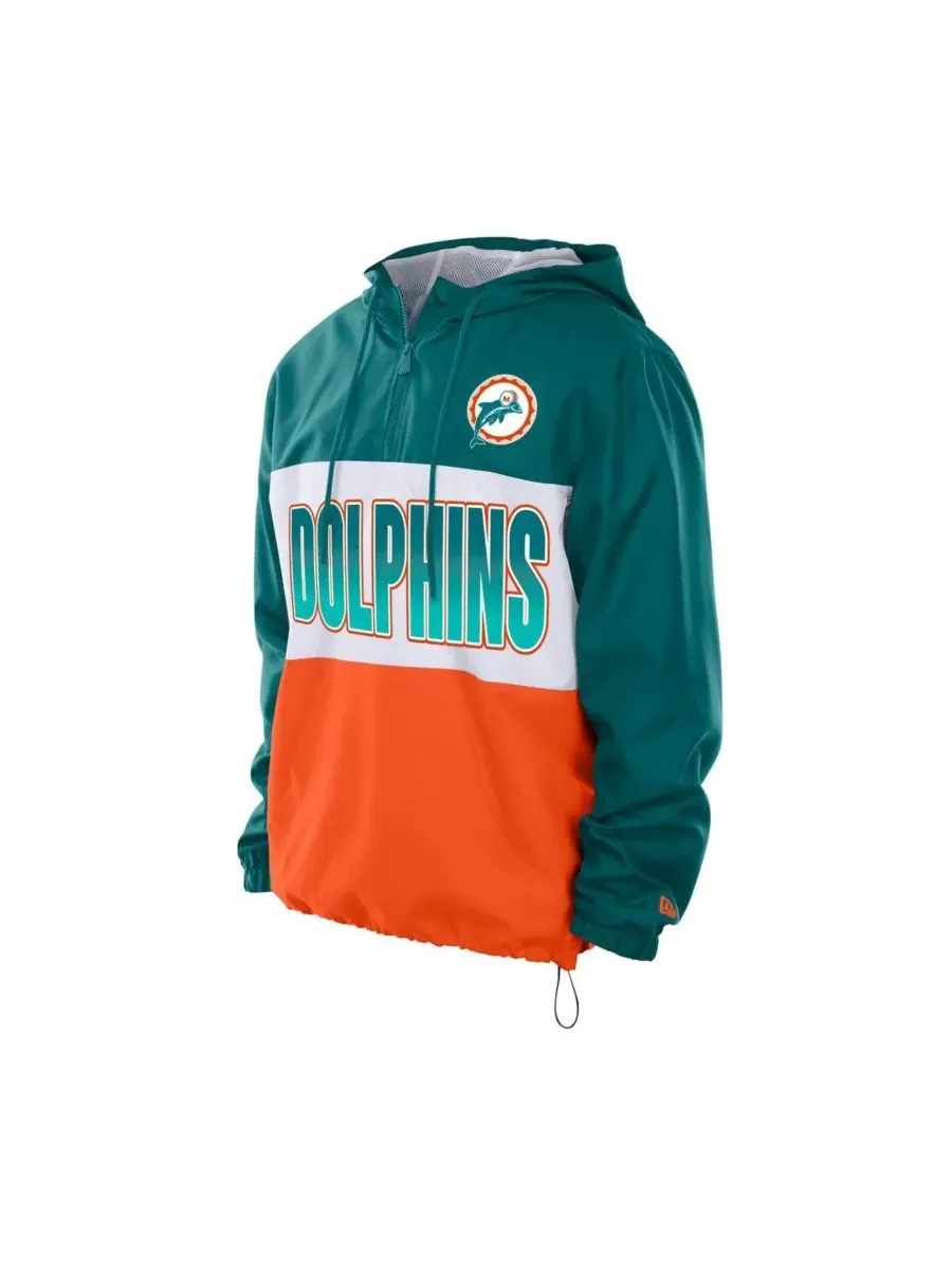 Мужская ветровка Aqua Miami Dolphins из рипстопа с капюшоном и молнией до середины груди New Era — изображение 2 из 5