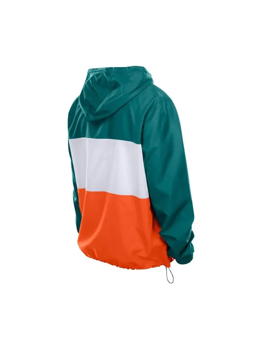 Мужская ветровка Aqua Miami Dolphins из рипстопа с капюшоном и молнией до середины груди New Era — изображение 3 из 5
