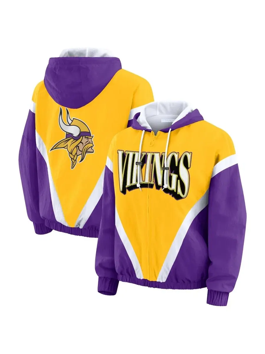 Ветровка-крутинка с капюшоном Minnesota Vikings Plus Size Retro Crinkle WEAR by Erin Andrews