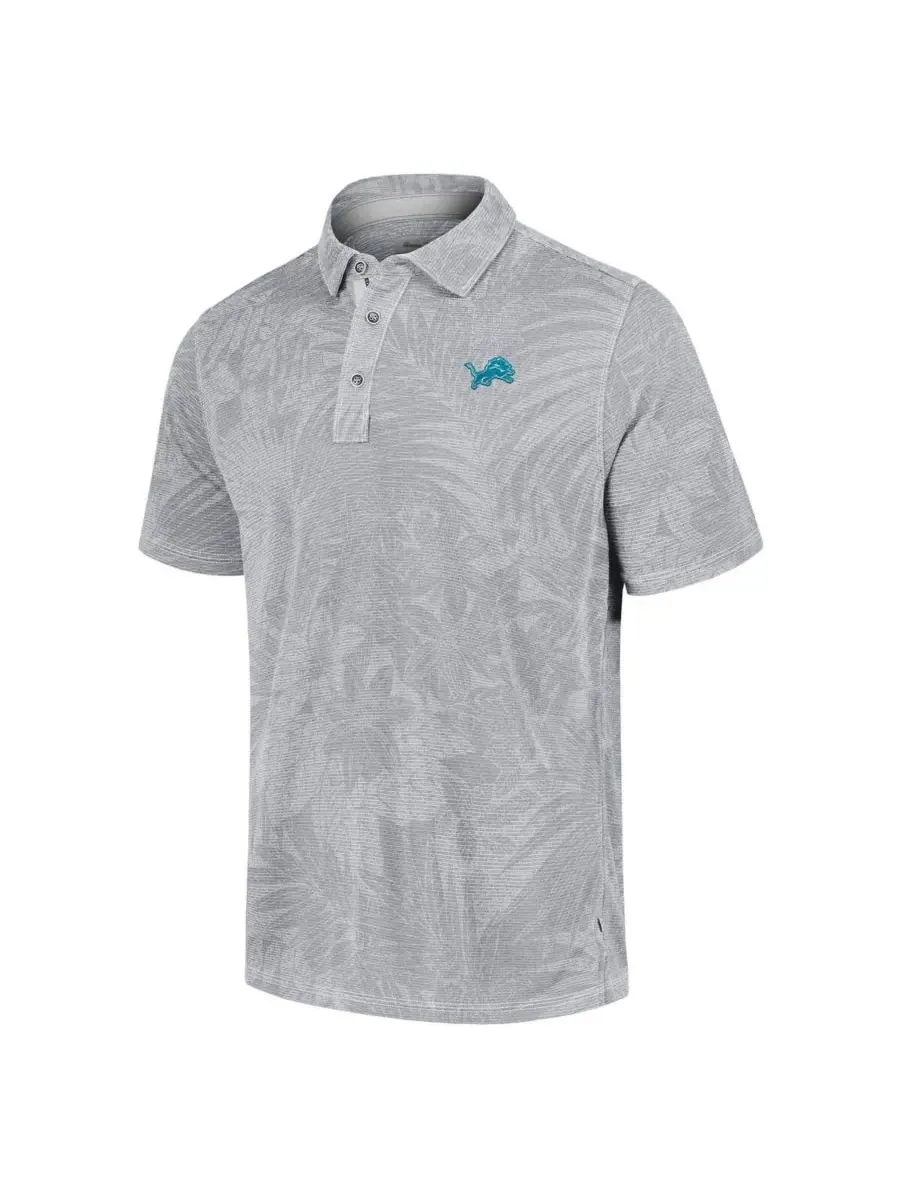 Tommy Bahama Мужская серая рубашка поло Detroit Lions Big Tall Santiago Paradise — изображение 3 из 3, серый