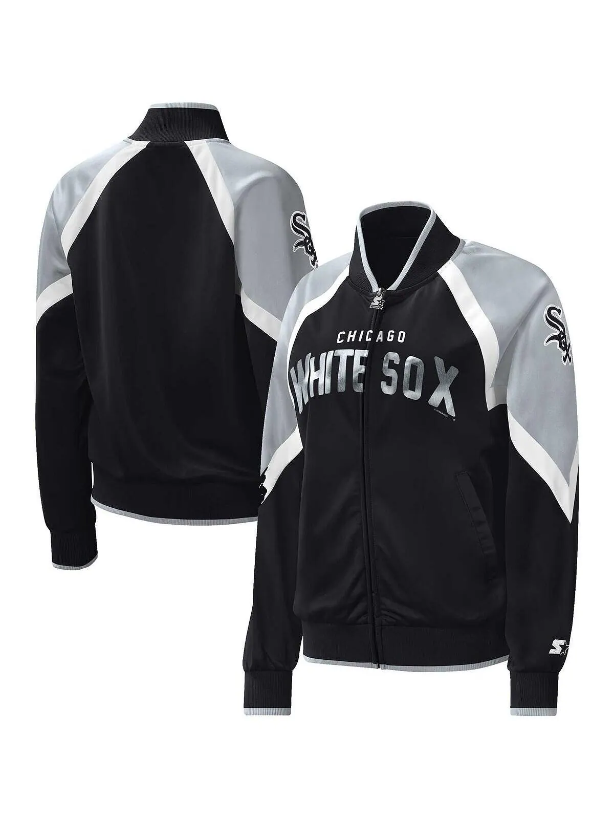 Черная женская спортивная куртка с молнией во всю длину реглан Chicago White Sox Touchdown Starter