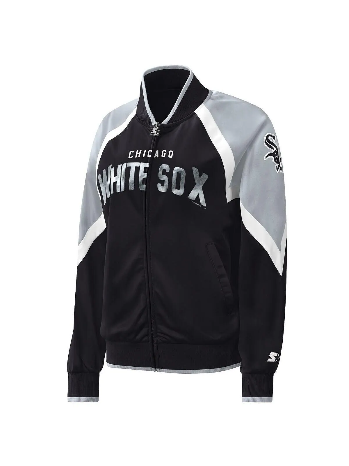 Черная женская спортивная куртка с молнией во всю длину реглан Chicago White Sox Touchdown Starter — изображение 2 из 3