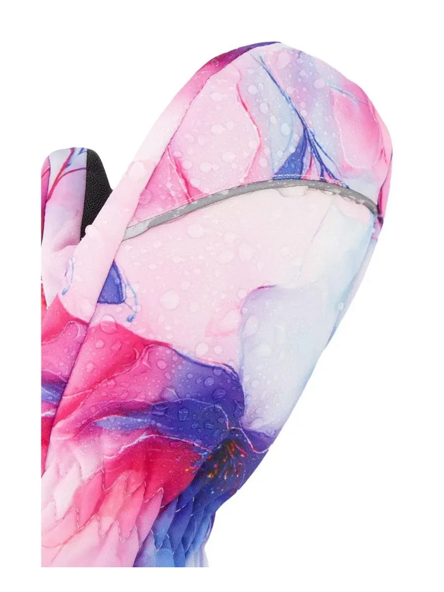 Детские варежки зимние с принтом цветов, модель Play Deux par Deux, Mauve Printed Flowers — изображение 4 из 6