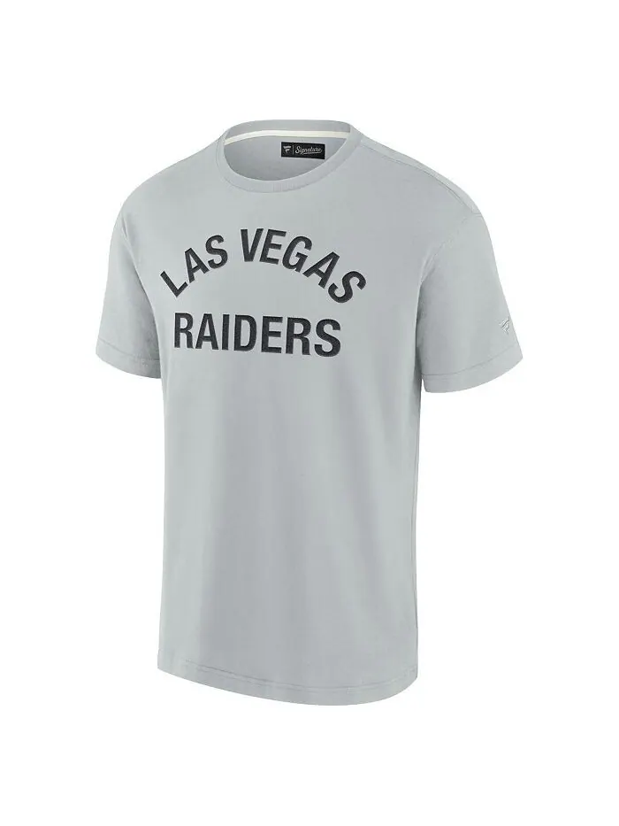 Мужская и женская серая супермягкая футболка Las Vegas Raiders с коротким рукавом Fanatics Signature — изображение 2 из 3