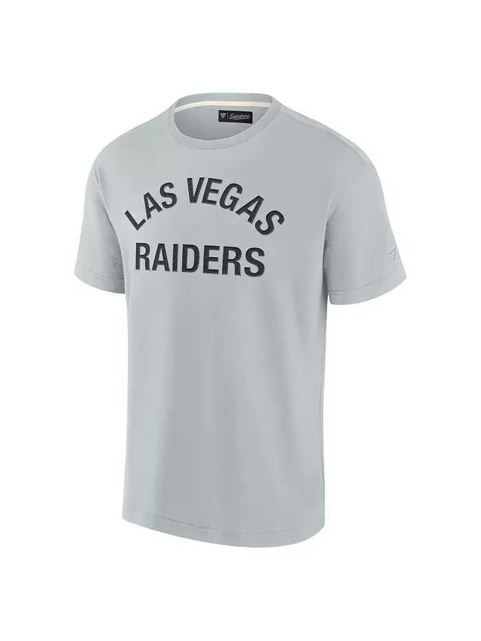 Мужская и женская серая супермягкая футболка с коротким рукавом Las Vegas Raiders Fanatics Signature — изображение 2 из 3