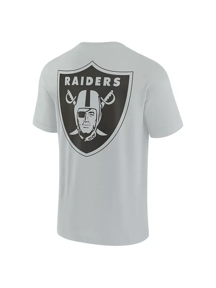 Мужская и женская серая супермягкая футболка с коротким рукавом Las Vegas Raiders Fanatics Signature — изображение 3 из 3