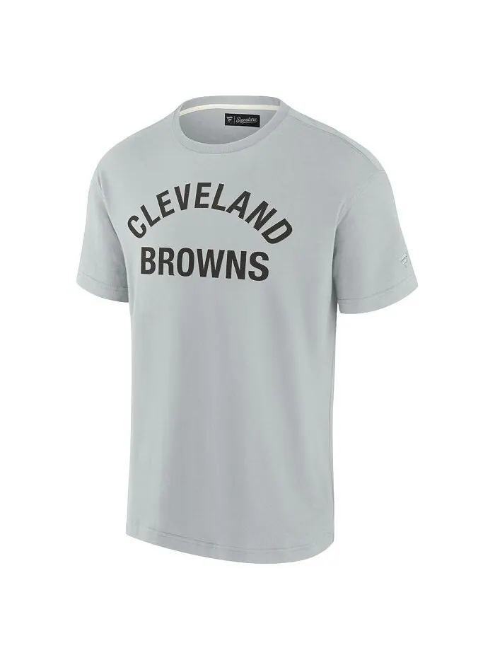 Мужская и женская серая супермягкая футболка Cleveland Browns с коротким рукавом Fanatics Signature — изображение 2 из 3