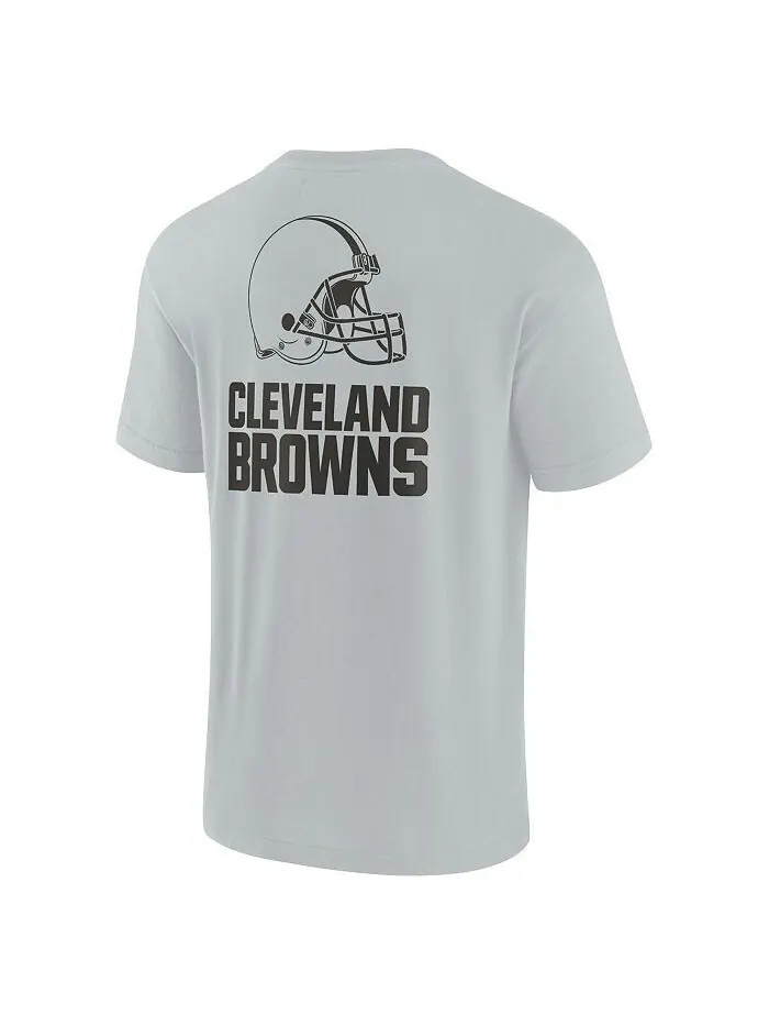 Мужская и женская серая супермягкая футболка Cleveland Browns с коротким рукавом Fanatics Signature — изображение 3 из 3