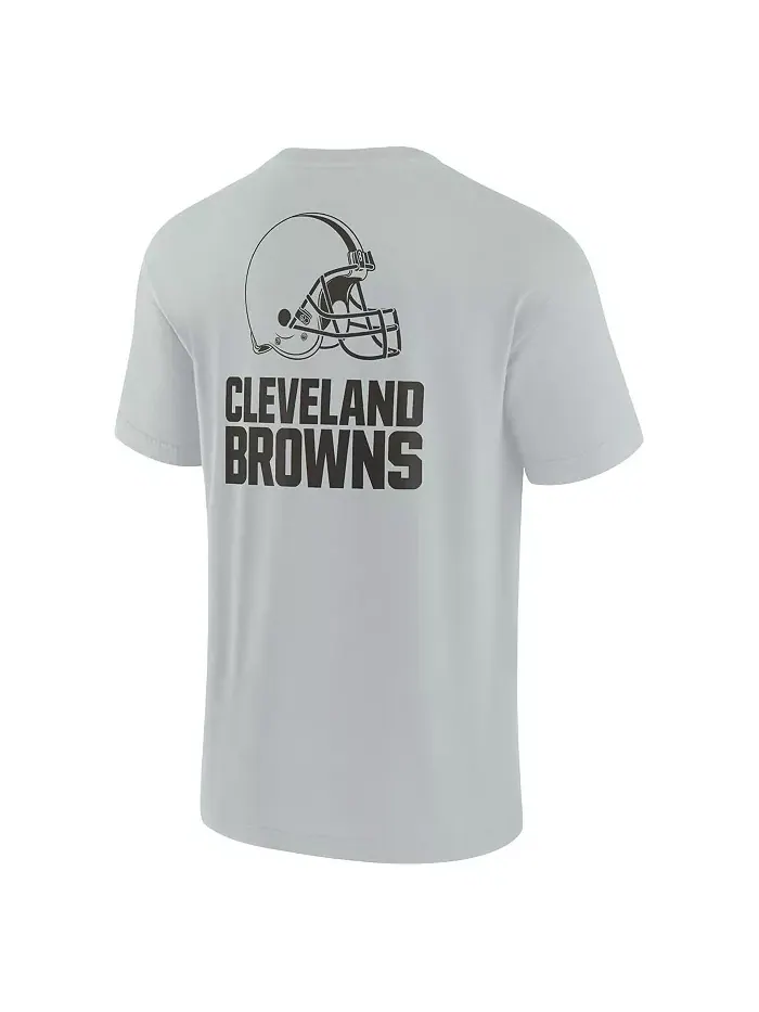 Мужская и женская серая футболка Cleveland Browns с коротким рукавом, супермягкая Fanatics Signature — изображение 3 из 3