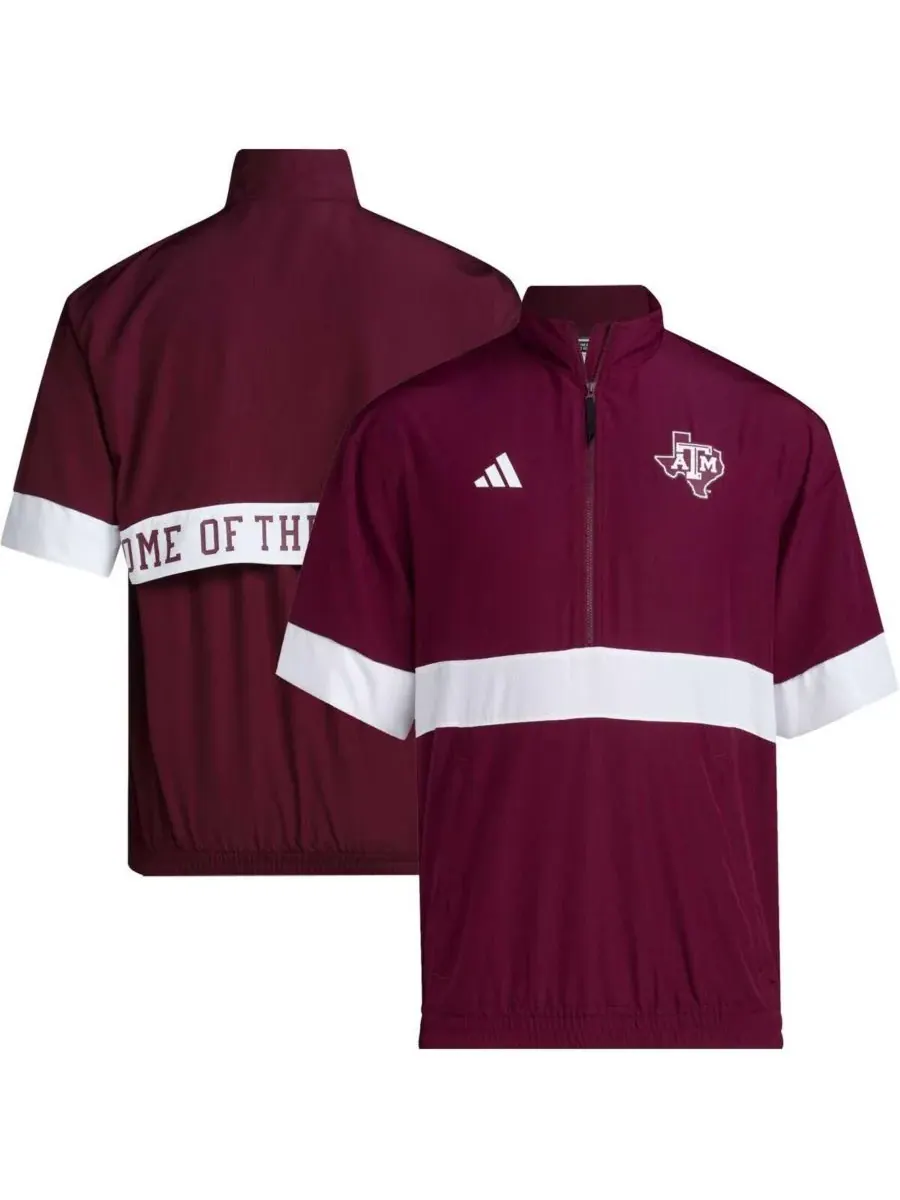 Adidas Мужская бордовая куртка Texas A&M Aggies Strategy с коротким рукавом и застежкой-молнией до